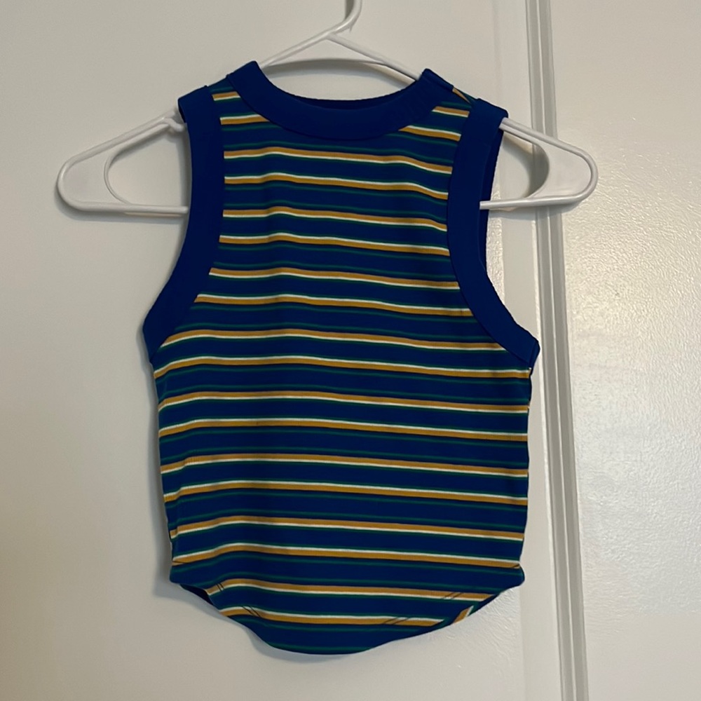 Striped, cropped, halter tank top